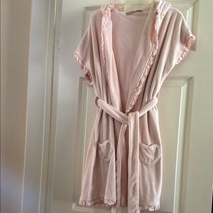 Vintage Juicy Couture - Women's Pink Hooded Short Sleeved Robe